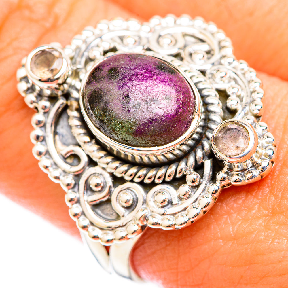 Ruby Zoisite Rings handcrafted by Ana Silver Co - RING118354