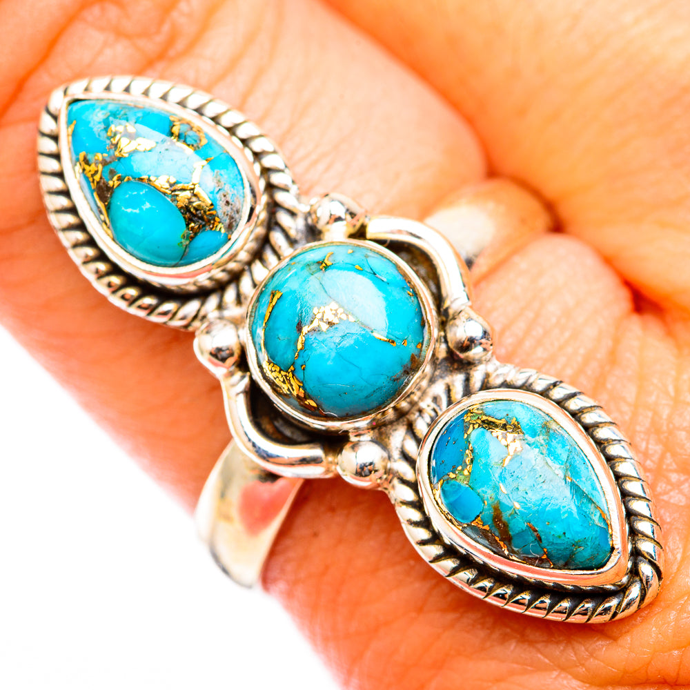 Blue Copper Composite Turquoise Rings handcrafted by Ana Silver Co - RING118356