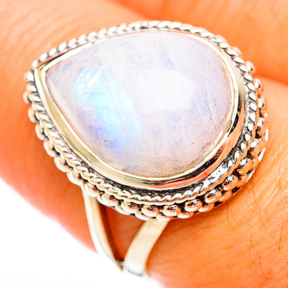 Rainbow Moonstone Rings handcrafted by Ana Silver Co - RING118370
