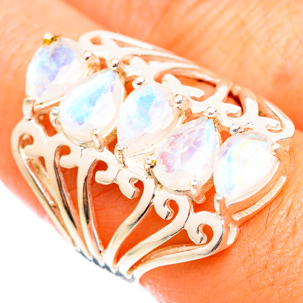 Rainbow Moonstone Rings handcrafted by Ana Silver Co - RING118372