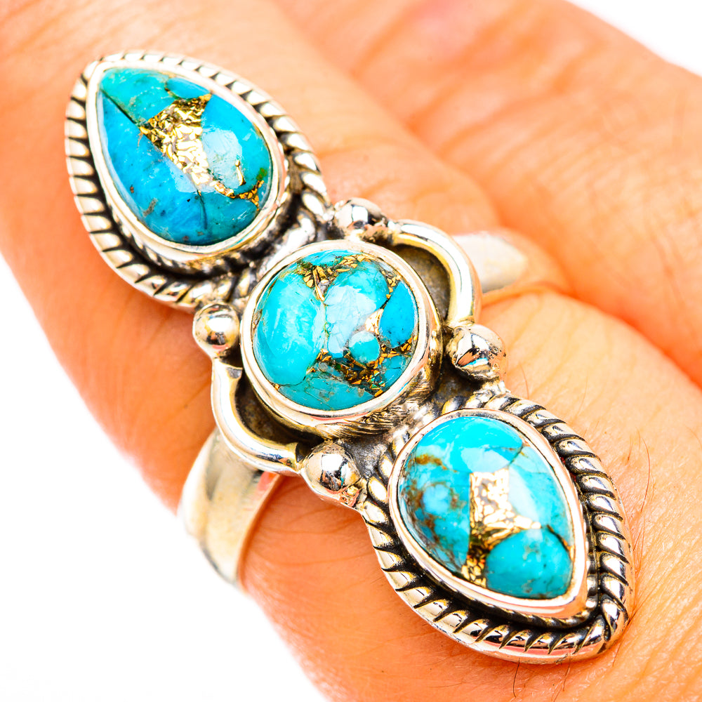 Blue Copper Composite Turquoise Rings handcrafted by Ana Silver Co - RING118375