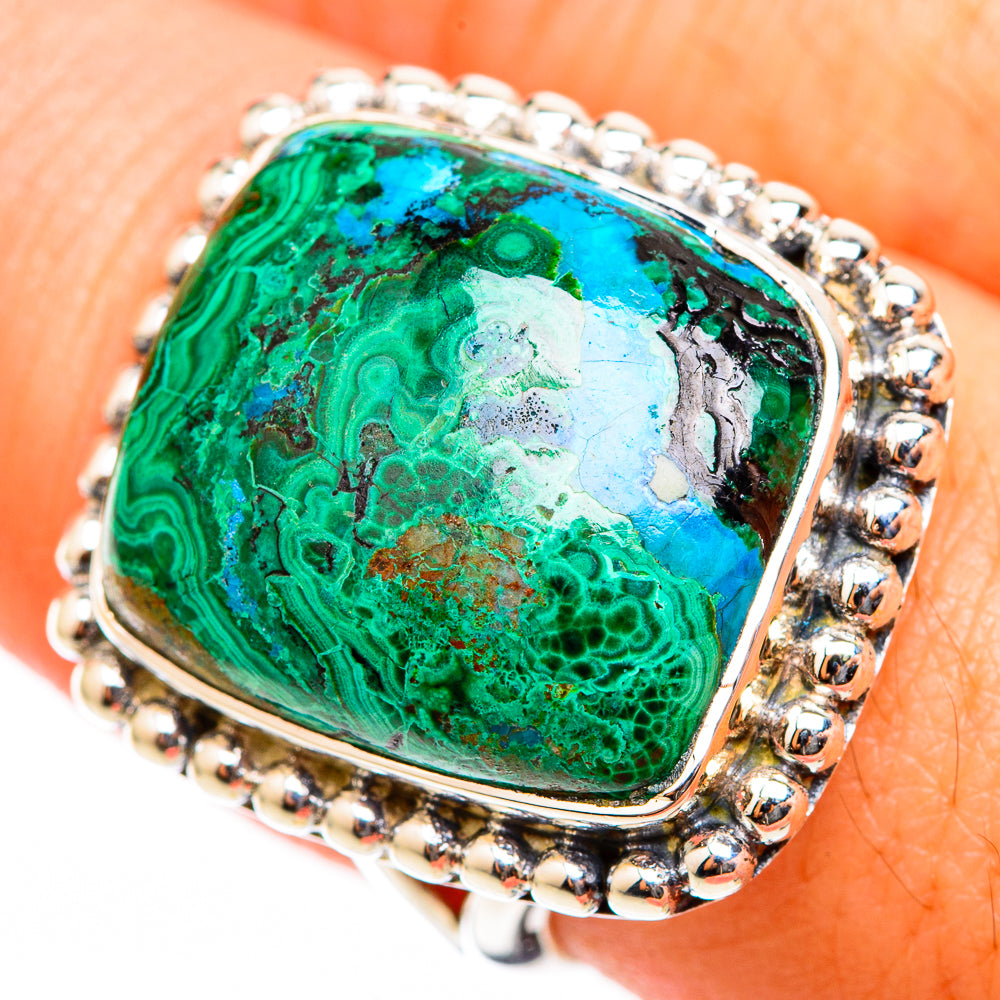 Chrysocolla In Malachite Rings handcrafted by Ana Silver Co - RING118380