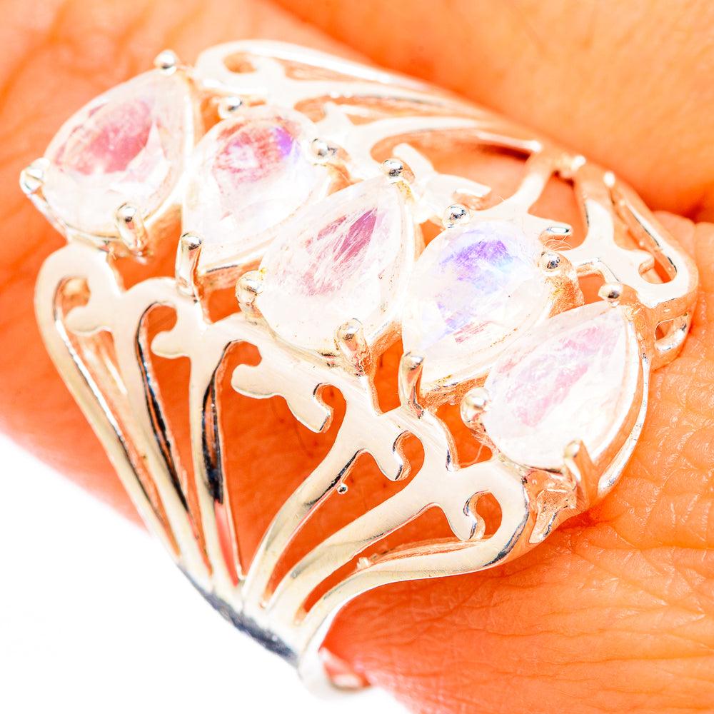 Rainbow Moonstone Rings handcrafted by Ana Silver Co - RING118391