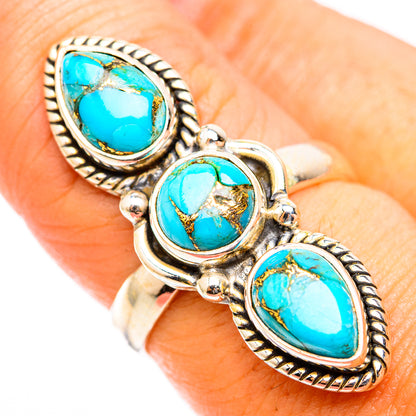 Blue Copper Composite Turquoise Rings handcrafted by Ana Silver Co - RING118395
