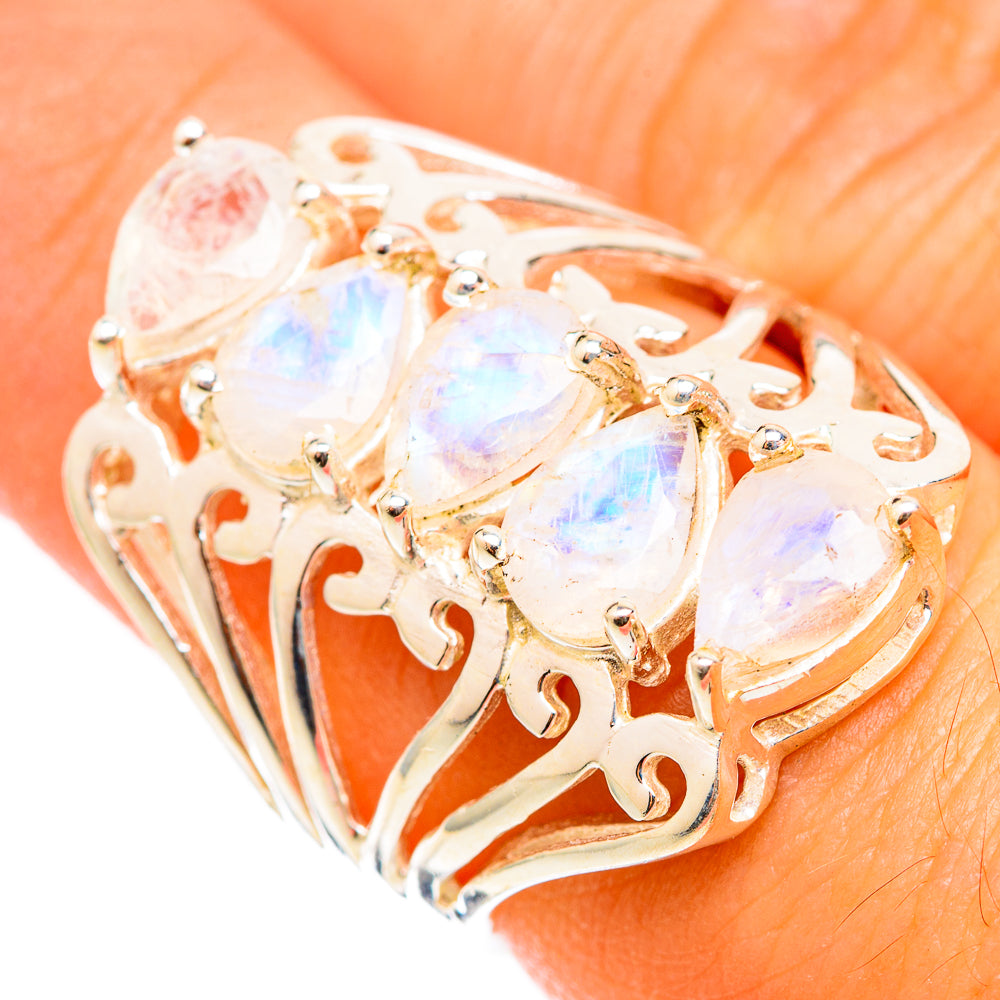Rainbow Moonstone Rings handcrafted by Ana Silver Co - RING118410