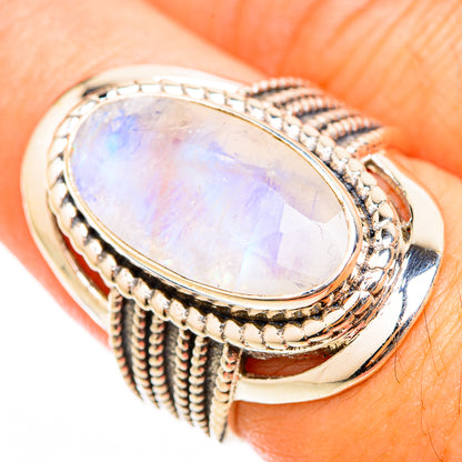 Rainbow Moonstone Rings handcrafted by Ana Silver Co - RING118411