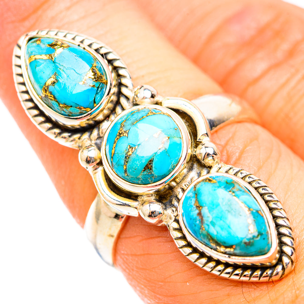 Blue Copper Composite Turquoise Rings handcrafted by Ana Silver Co - RING118417