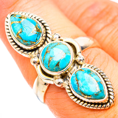Blue Copper Composite Turquoise Rings handcrafted by Ana Silver Co - RING118417