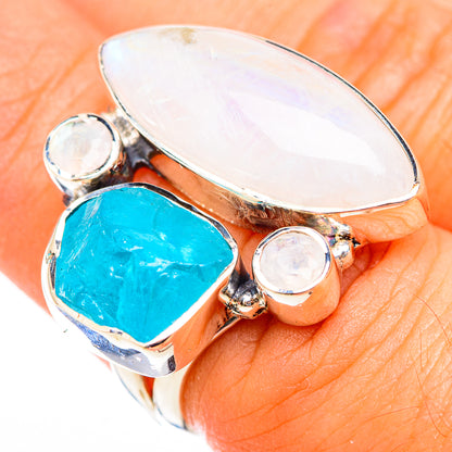 Rainbow Moonstone Rings handcrafted by Ana Silver Co - RING118418
