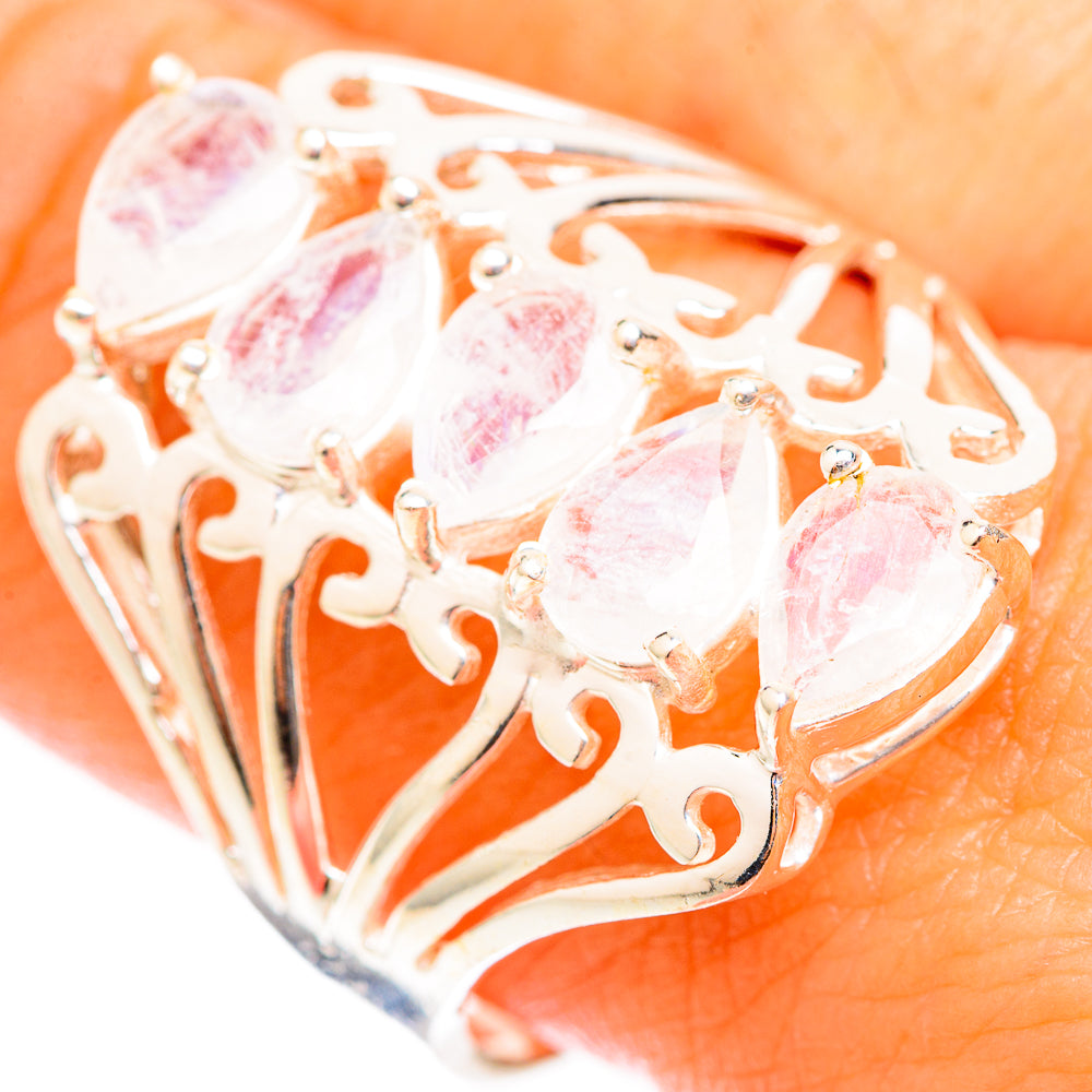 Rainbow Moonstone Rings handcrafted by Ana Silver Co - RING118427
