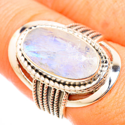 Rainbow Moonstone Rings handcrafted by Ana Silver Co - RING118428