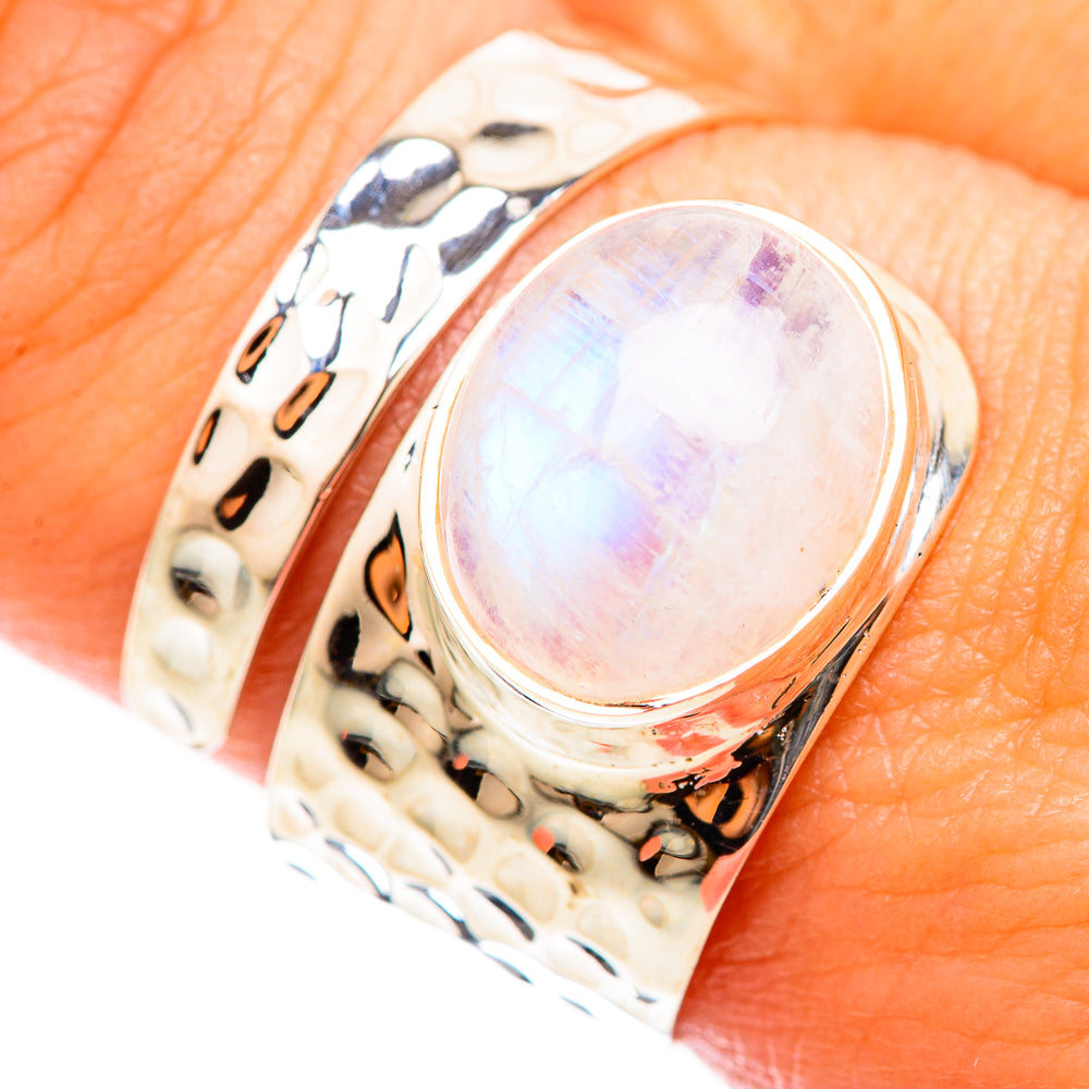 Rainbow Moonstone Rings handcrafted by Ana Silver Co - RING118429
