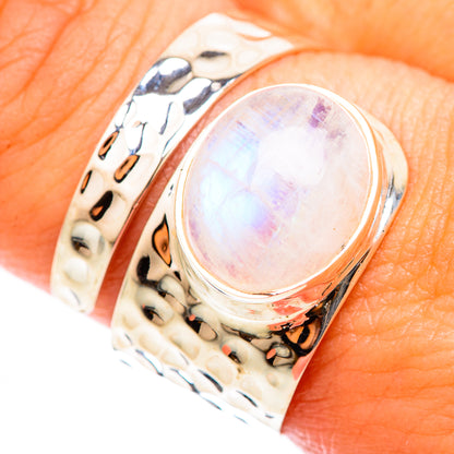 Rainbow Moonstone Rings handcrafted by Ana Silver Co - RING118429
