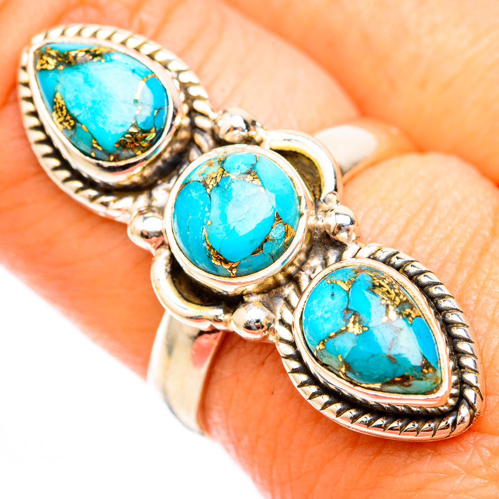 Blue Copper Composite Turquoise Rings handcrafted by Ana Silver Co - RING118432