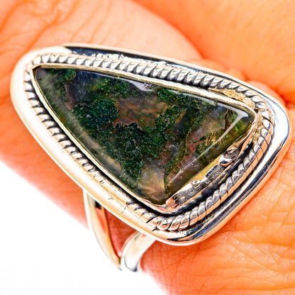 Green Moss Agate Rings handcrafted by Ana Silver Co - RING118437