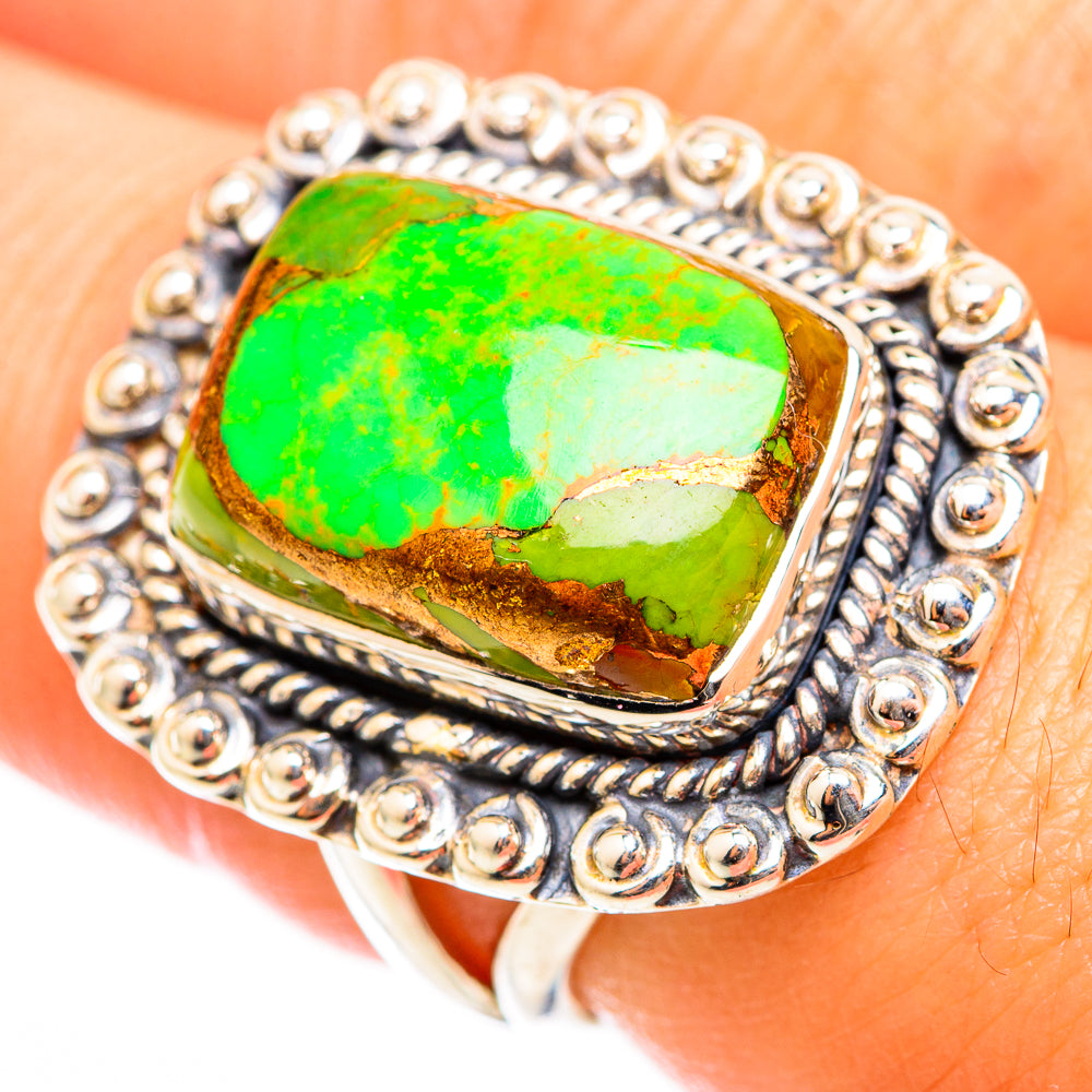 Green Copper Composite Turquoise Rings handcrafted by Ana Silver Co - RING118438