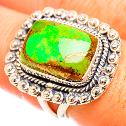 Green Copper Composite Turquoise Rings handcrafted by Ana Silver Co - RING118438