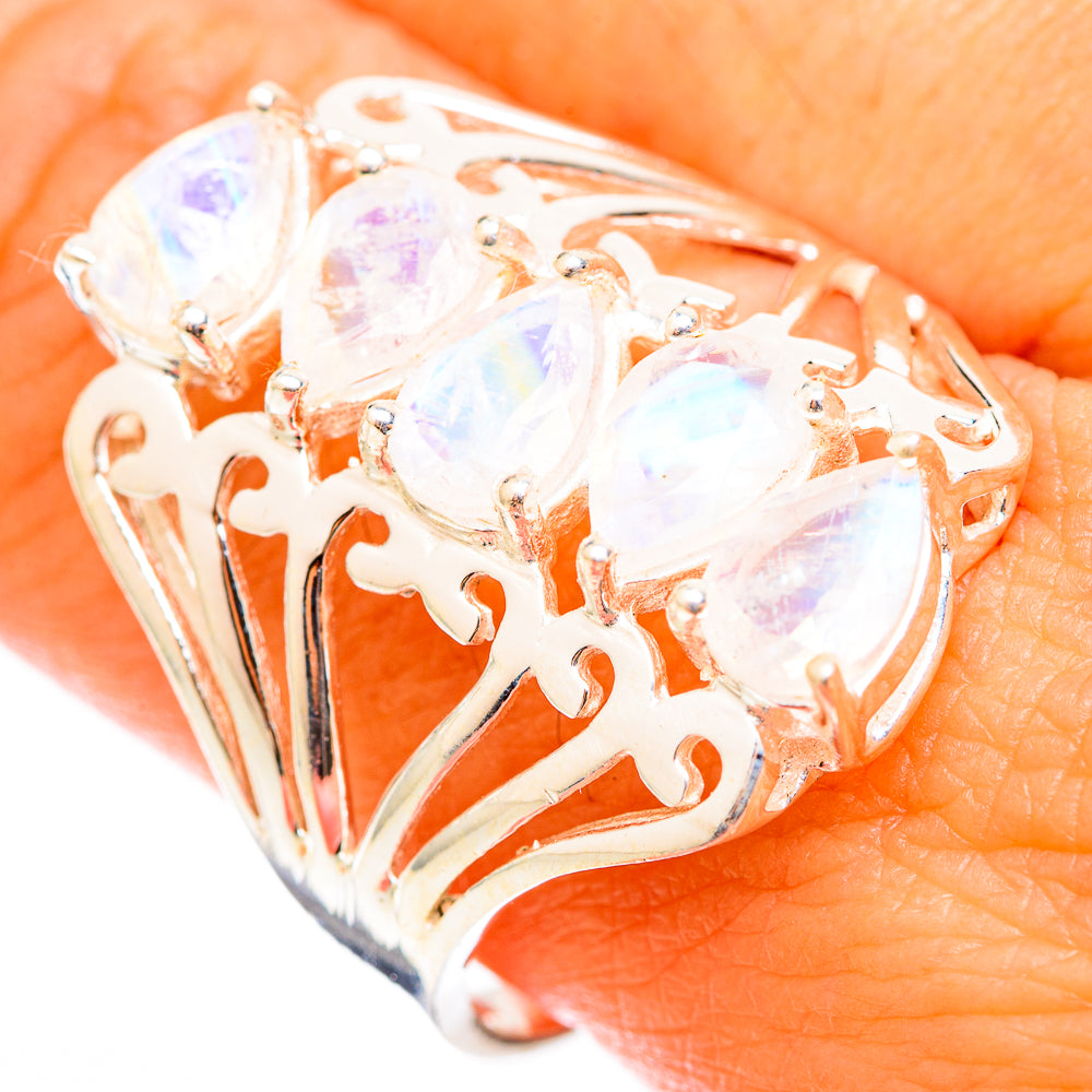 Rainbow Moonstone Rings handcrafted by Ana Silver Co - RING118443