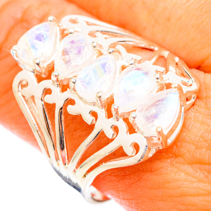Rainbow Moonstone Rings handcrafted by Ana Silver Co - RING118443