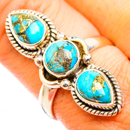 Blue Copper Composite Turquoise Rings handcrafted by Ana Silver Co - RING118447
