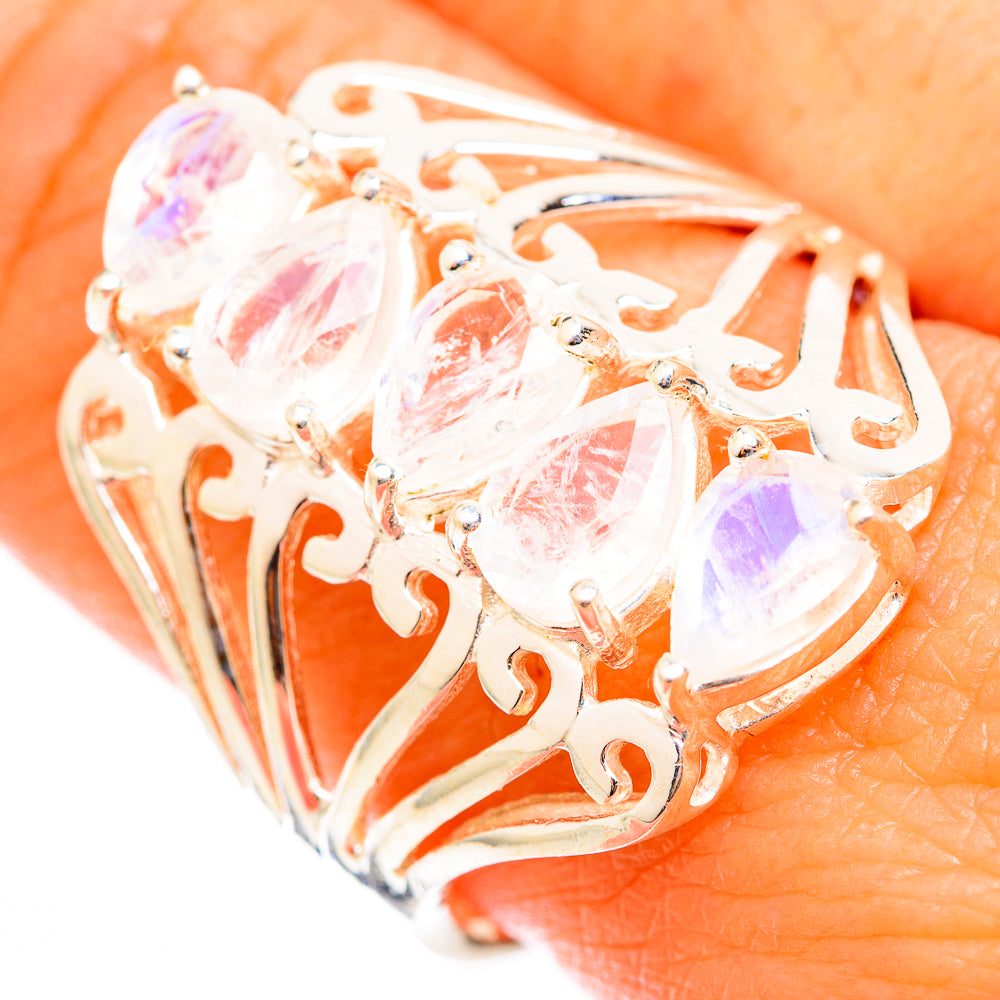 Rainbow Moonstone Rings handcrafted by Ana Silver Co - RING118455