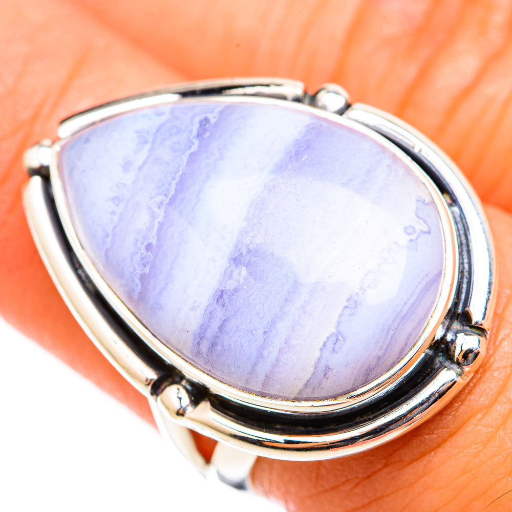 Blue Lace Agate Rings handcrafted by Ana Silver Co - RING118458