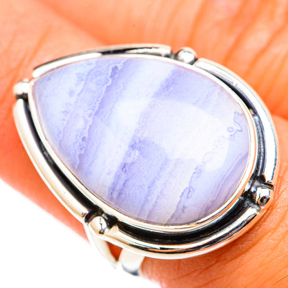 Blue Lace Agate Rings handcrafted by Ana Silver Co - RING118458