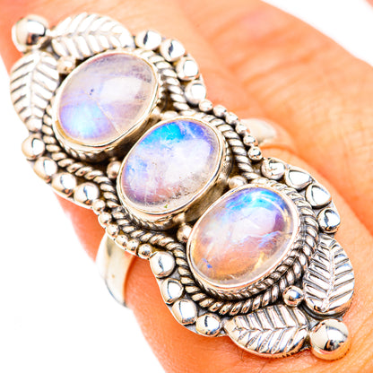 Rainbow Moonstone Rings handcrafted by Ana Silver Co - RING118460
