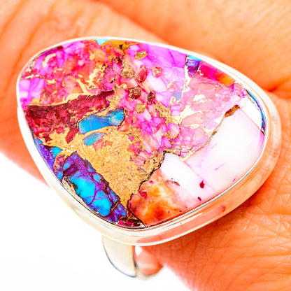Kingman Pink Dahlia Turquoise Rings handcrafted by Ana Silver Co - RING118461