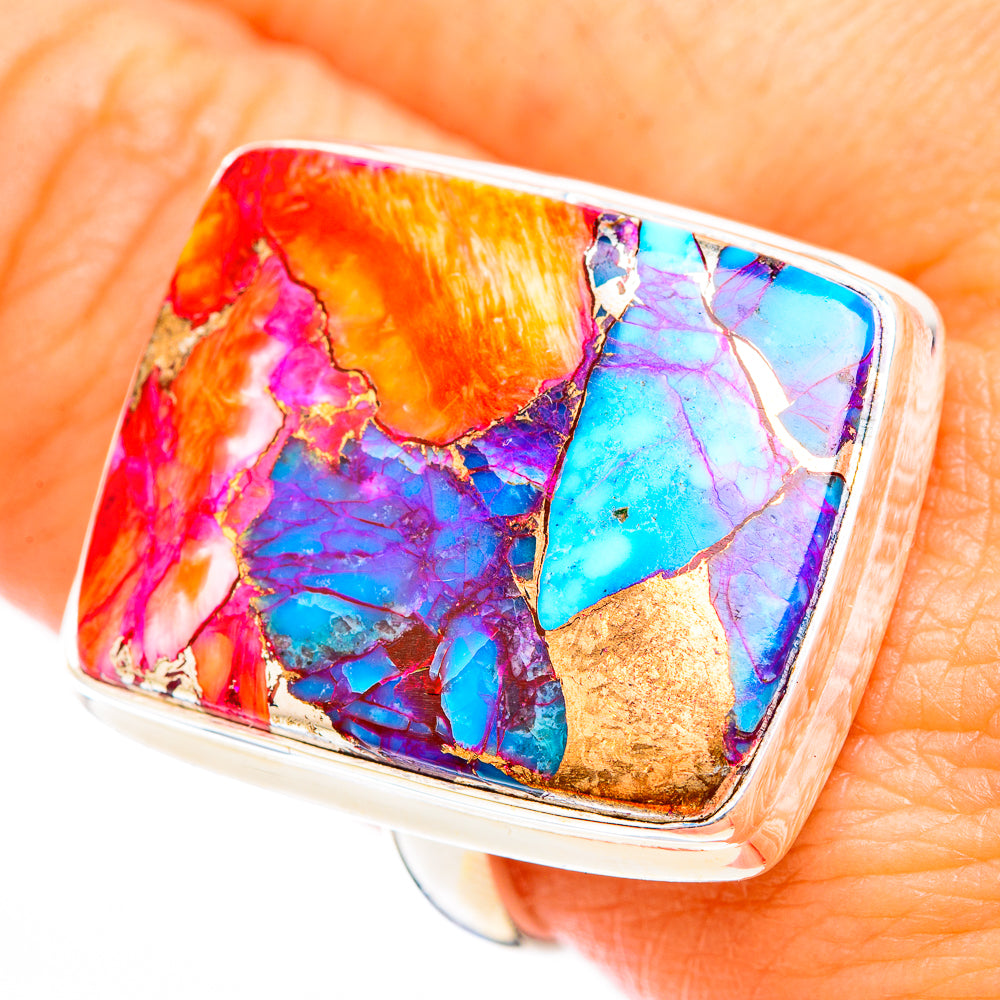 Kingman Pink Dahlia Turquoise Rings handcrafted by Ana Silver Co - RING118462