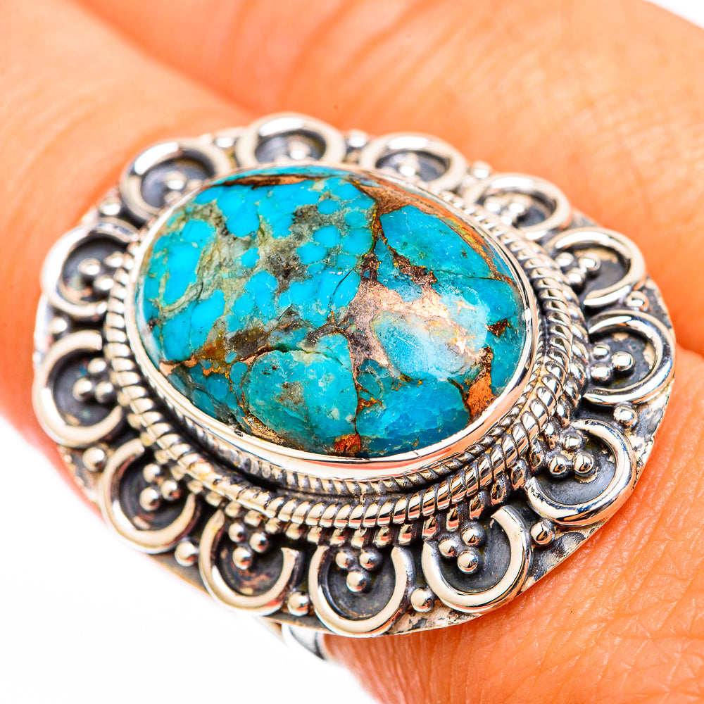 Blue Copper Composite Turquoise Rings handcrafted by Ana Silver Co - RING118471