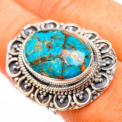 Blue Copper Composite Turquoise Rings handcrafted by Ana Silver Co - RING118471
