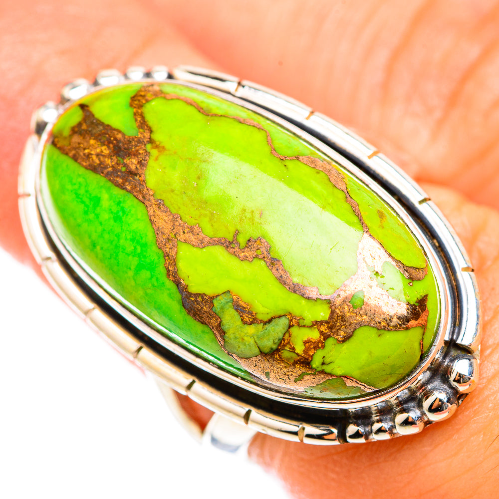 Green Copper Composite Turquoise Rings handcrafted by Ana Silver Co - RING118476