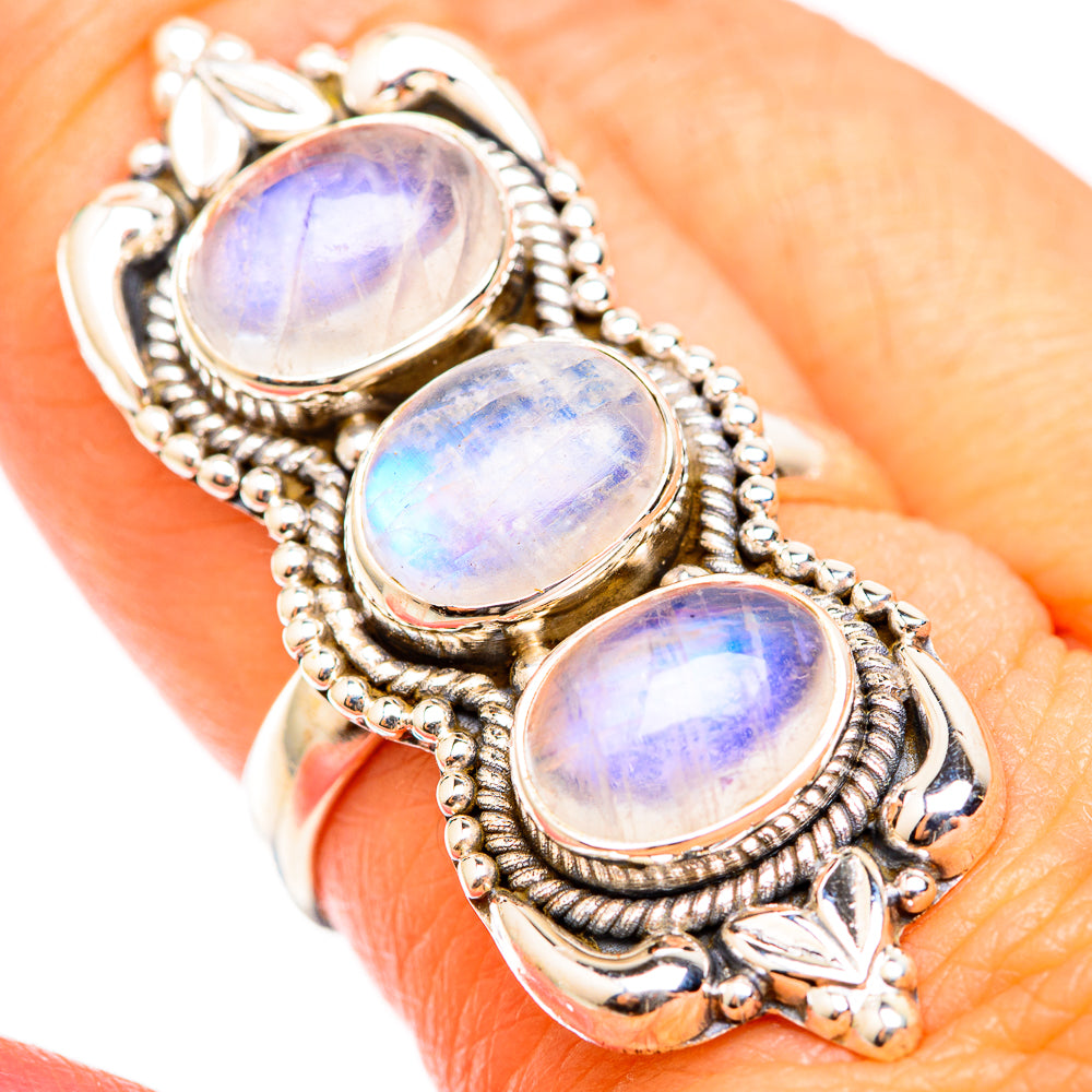 Rainbow Moonstone Rings handcrafted by Ana Silver Co - RING118493