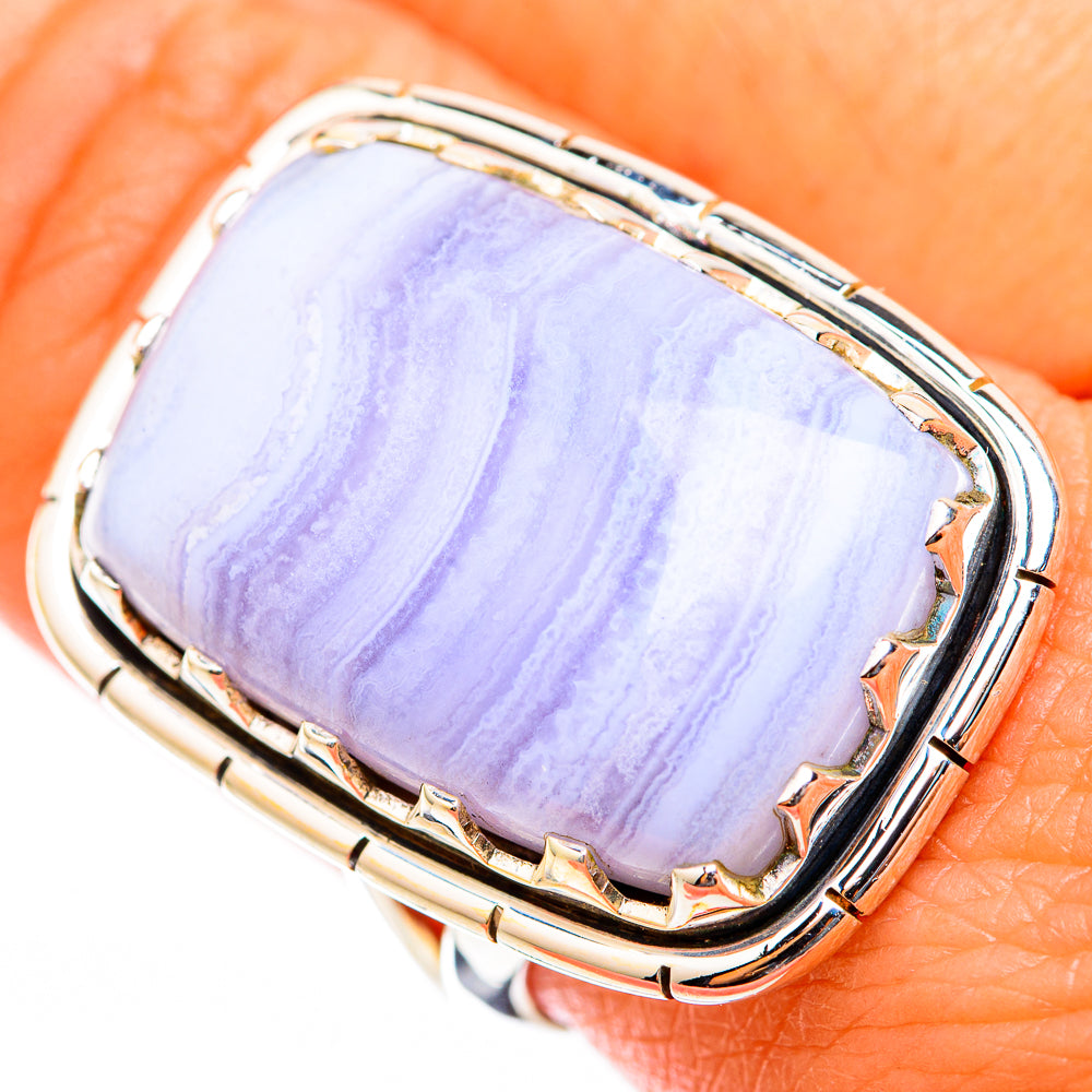 Blue Lace Agate Rings handcrafted by Ana Silver Co - RING118495