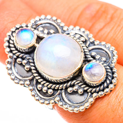 Rainbow Moonstone Rings handcrafted by Ana Silver Co - RING118496