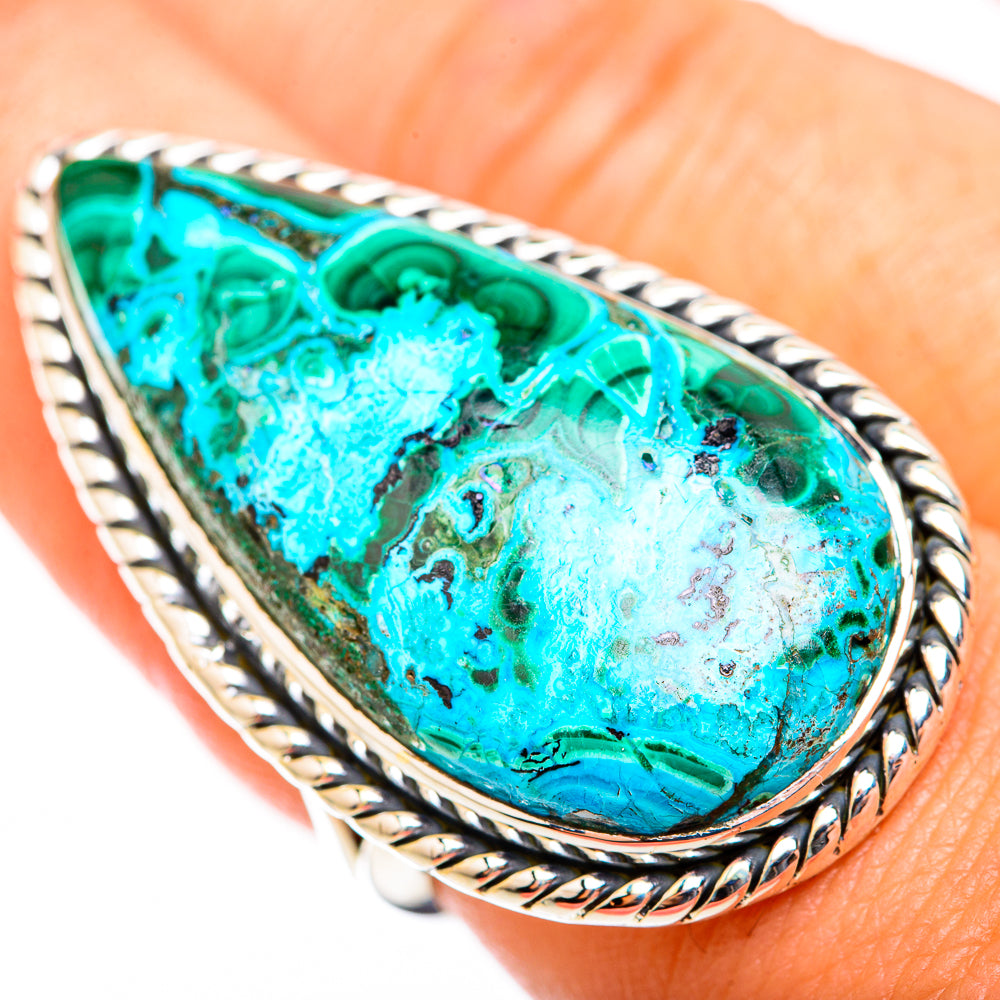 Chrysocolla In Malachite Rings handcrafted by Ana Silver Co - RING118497