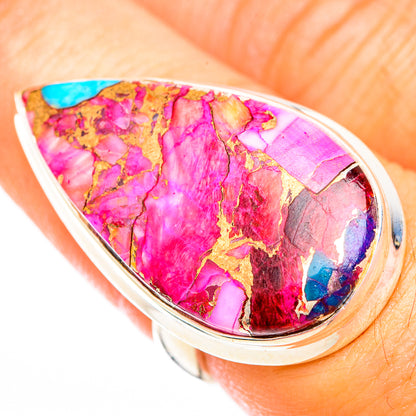 Kingman Pink Dahlia Turquoise Rings handcrafted by Ana Silver Co - RING118498
