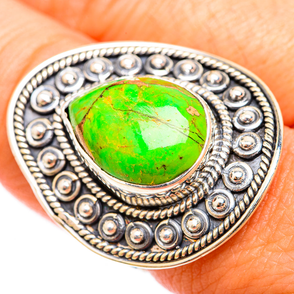 Green Copper Composite Turquoise Rings handcrafted by Ana Silver Co - RING118510