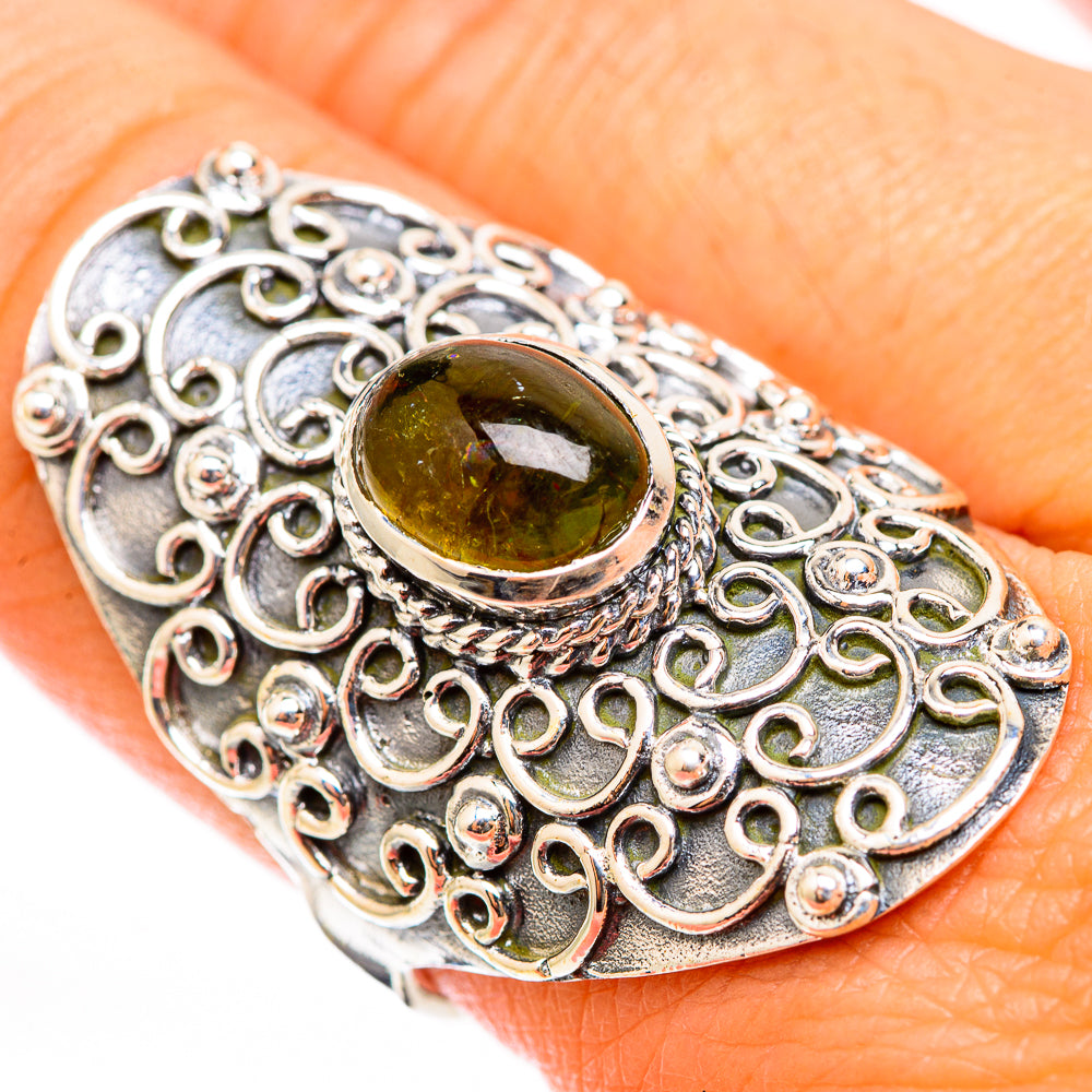 Green Tourmaline Rings handcrafted by Ana Silver Co - RING118516