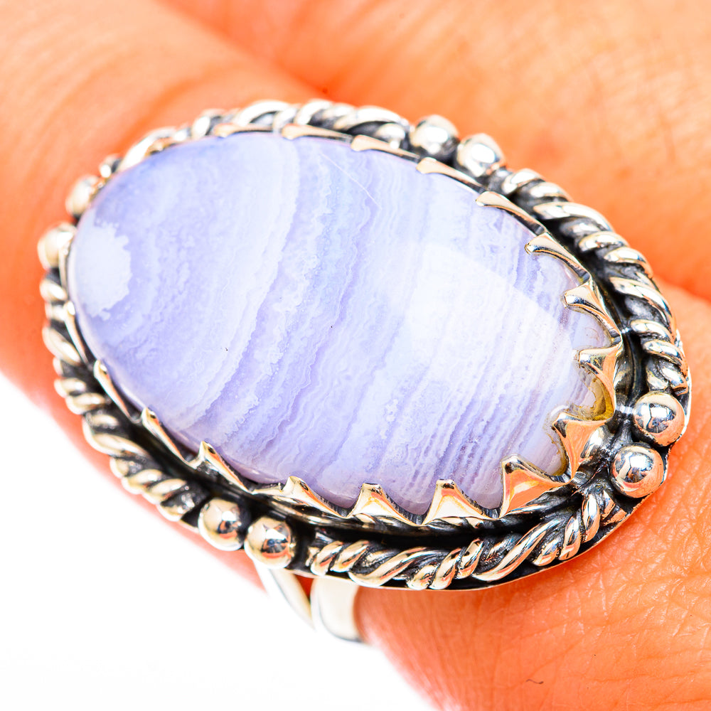 Blue Lace Agate Rings handcrafted by Ana Silver Co - RING118527