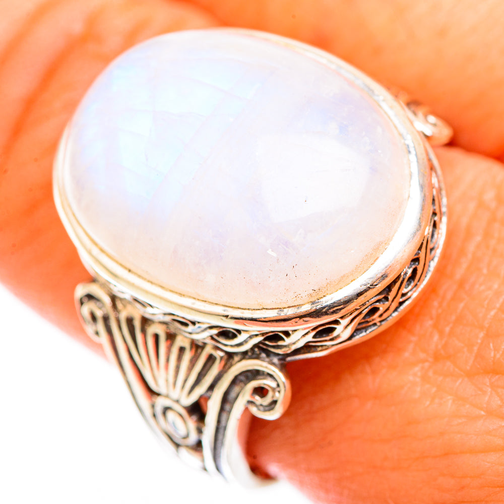 Rainbow Moonstone Rings handcrafted by Ana Silver Co - RING118528