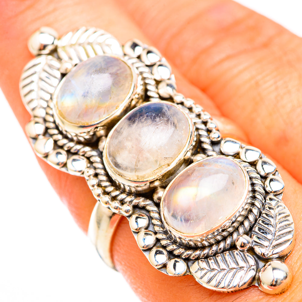 Rainbow Moonstone Rings handcrafted by Ana Silver Co - RING118529