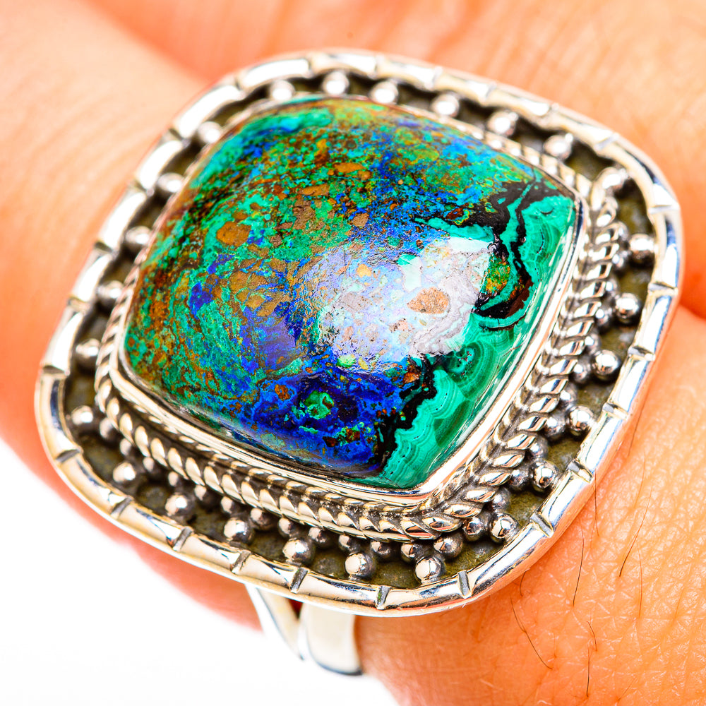 Chrysocolla In Azurite Rings handcrafted by Ana Silver Co - RING118532