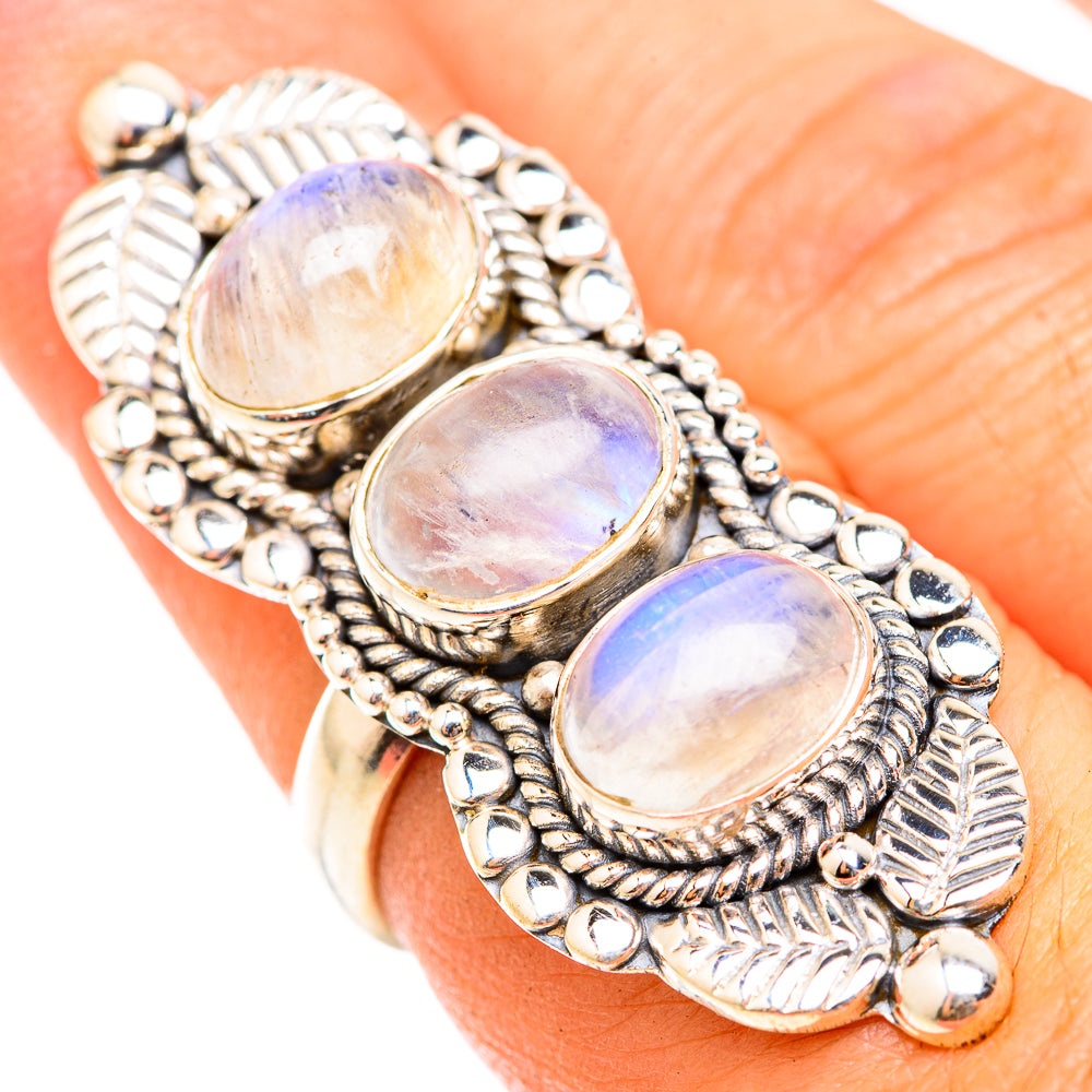 Rainbow Moonstone Rings handcrafted by Ana Silver Co - RING118555