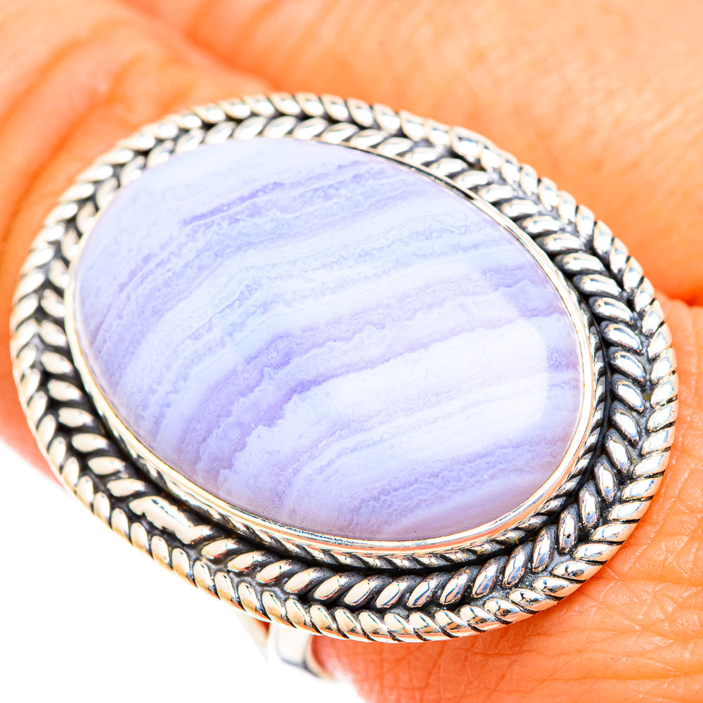 Blue Lace Agate Rings handcrafted by Ana Silver Co - RING118557