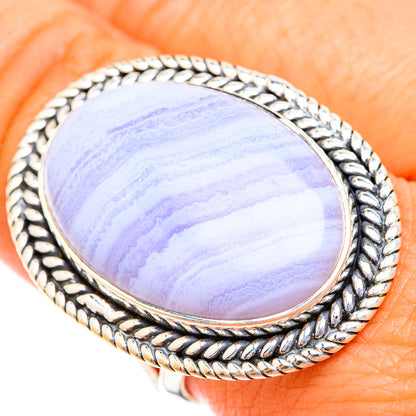 Blue Lace Agate Rings handcrafted by Ana Silver Co - RING118557