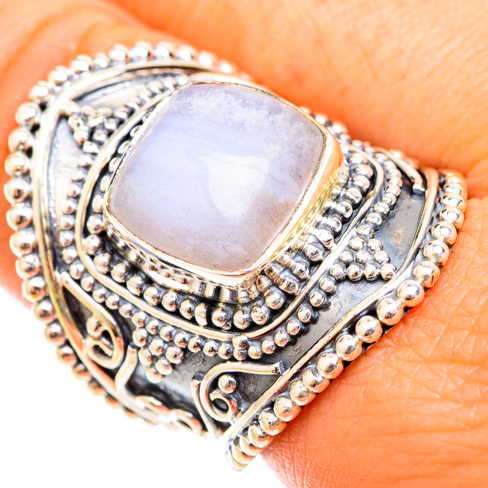 Blue Lace Agate Rings handcrafted by Ana Silver Co - RING118558