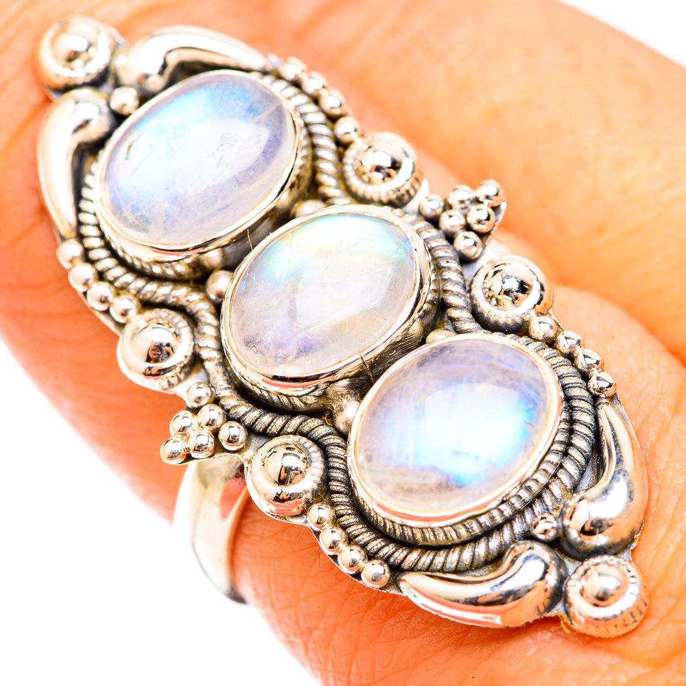 Rainbow Moonstone Rings handcrafted by Ana Silver Co - RING118579