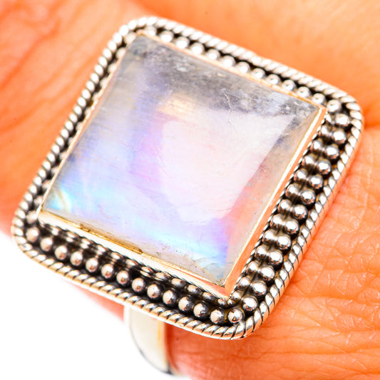 Rainbow Moonstone Rings handcrafted by Ana Silver Co - RING118580